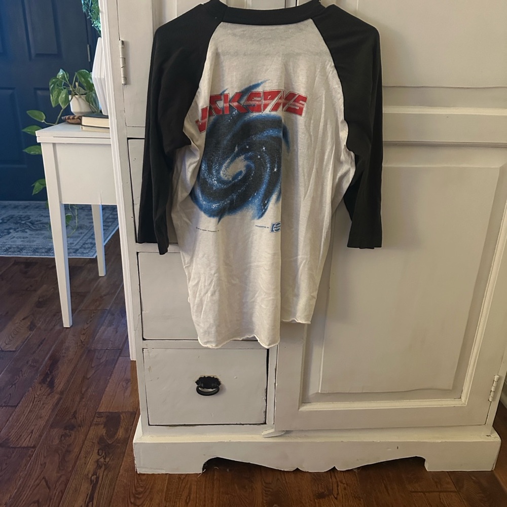 Black & White Vintage 80’s Raglan Shirt with Band Graphic - Picture 2 of 3
